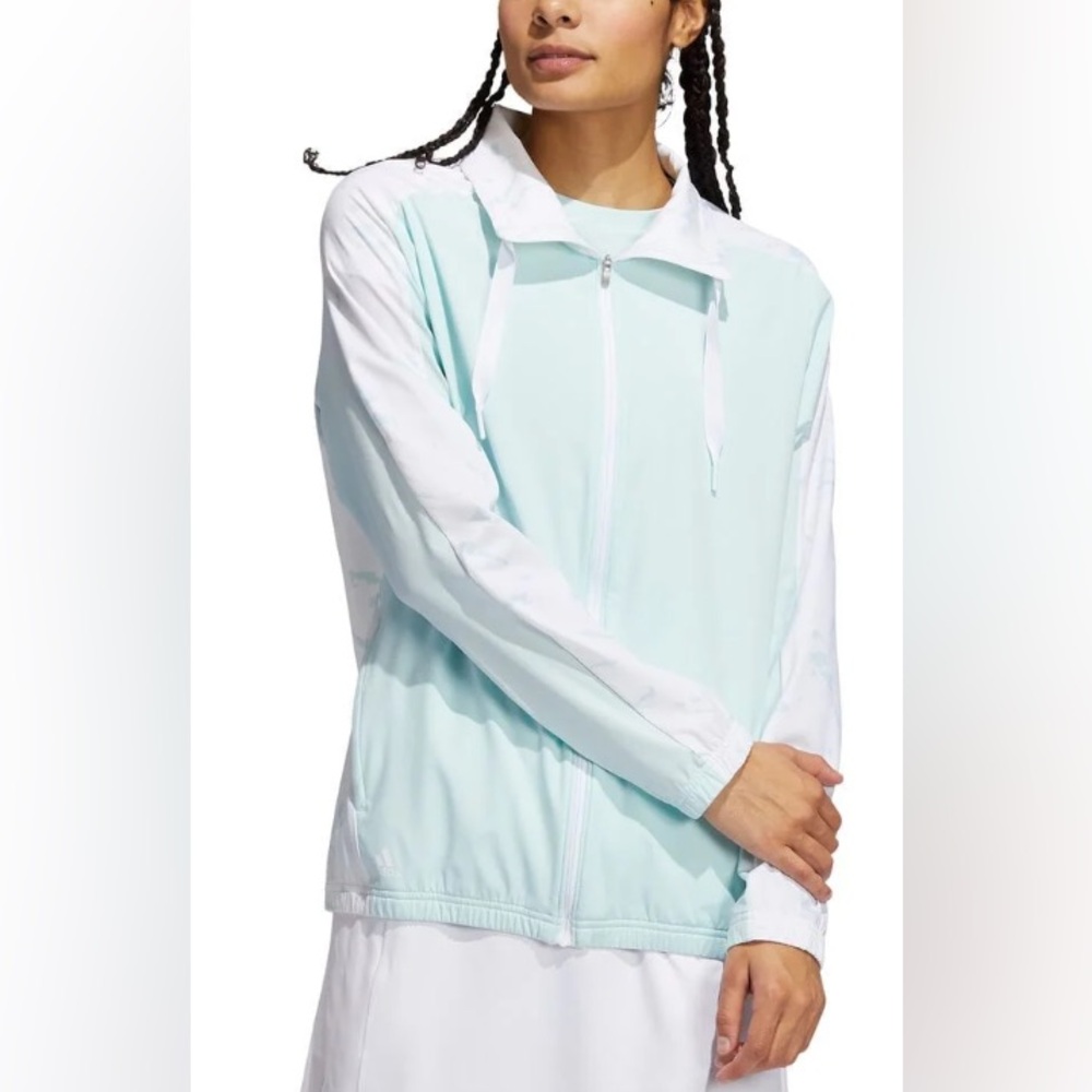 adidas Women PrimeBlue Halo Mint White Full Zip Golf Jacket